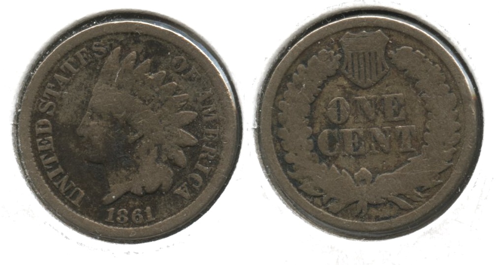 1861 Indian Head Cent Good-4 #ai Dark