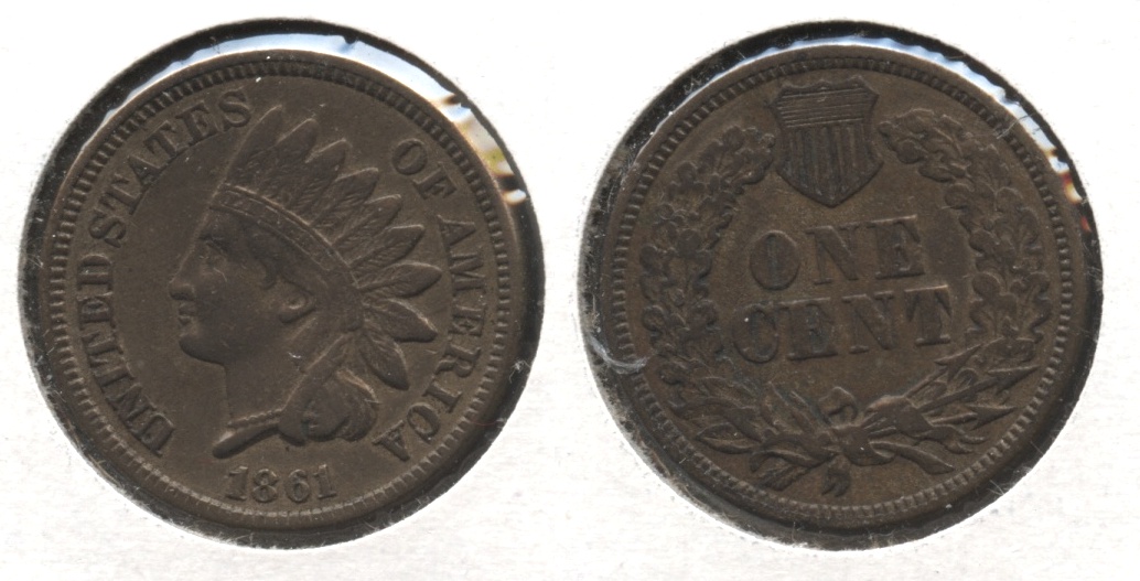 1861 Indian Head Cent VF-30 Old Cleaning