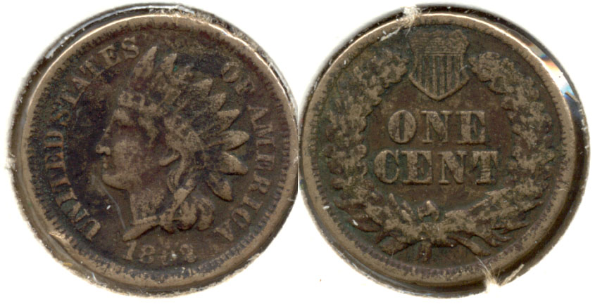 1862 Indian Head Cent Fine-12 a Dark