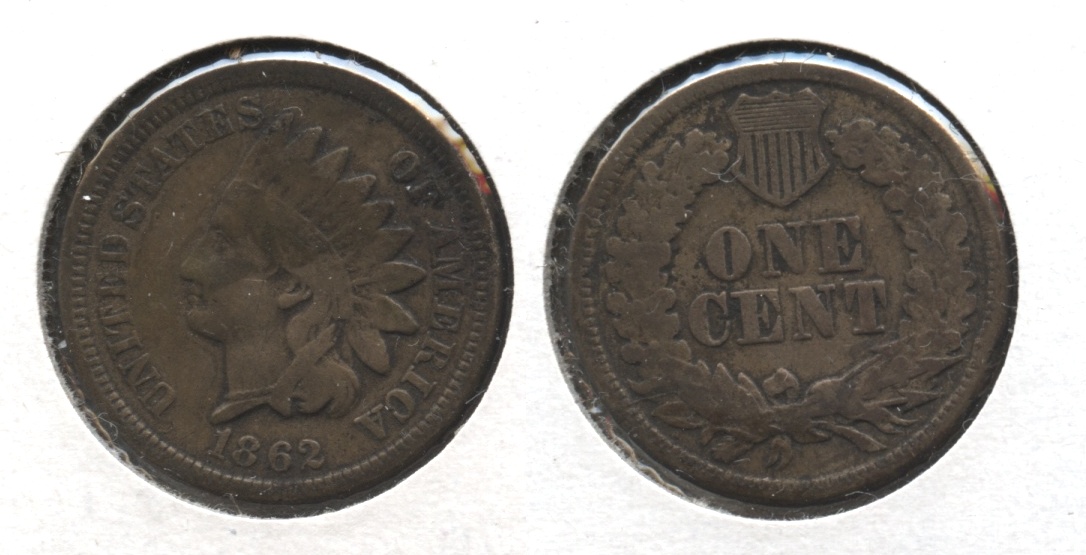 1862 Indian Head Cent Fine-12 #k