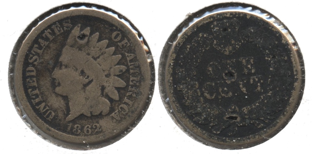 1862 Indian Head Cent G-4 #ax Pits