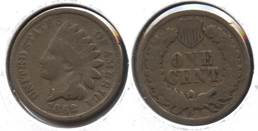 1862 Indian Head Cent G-4 #ba Old Cleaning