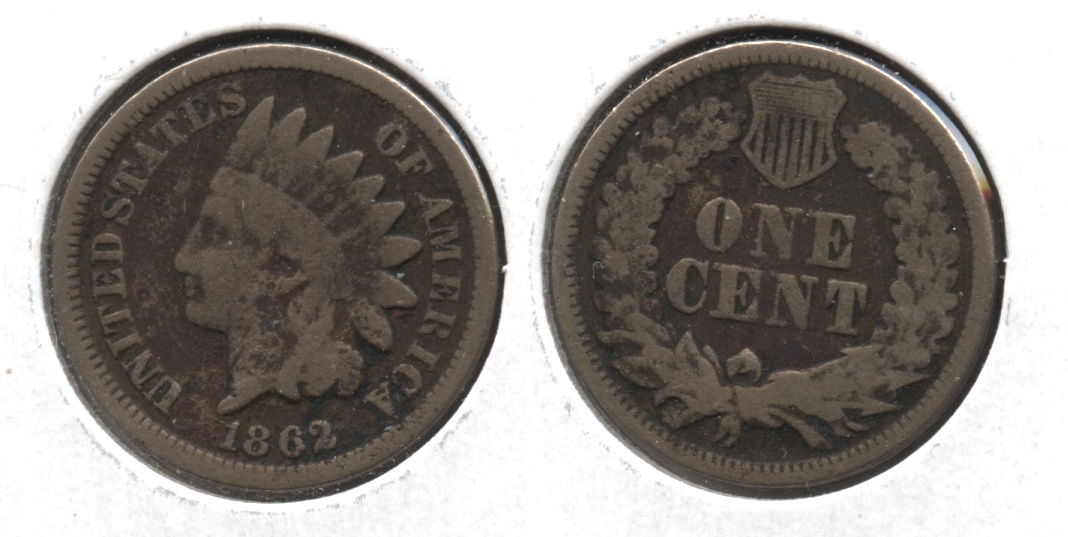 1862 Indian Head Cent G-4 #bl Dark Fields