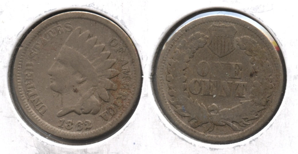 1862 Indian Head Cent G-4 #br Cleaned
