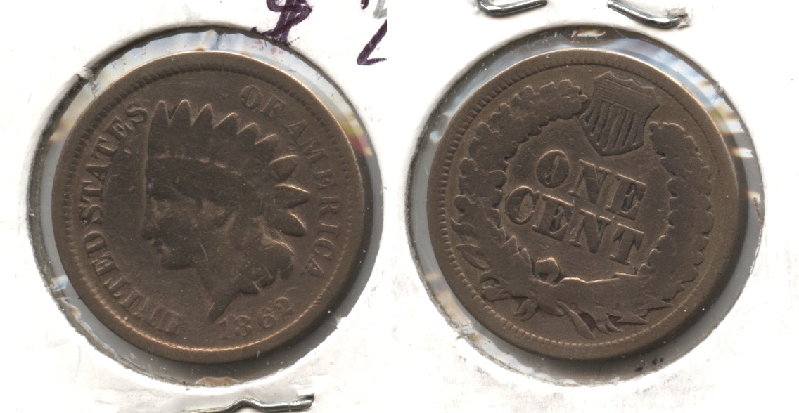 1862 Indian Head Cent G-4 #bt Cleaned