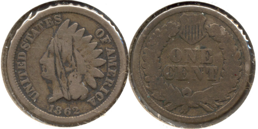1862 Indian Head Cent G-4 f Scratches