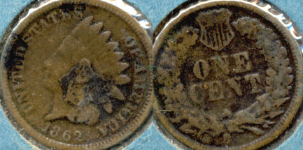 1862 Indian Head Cent G-4 h Dark