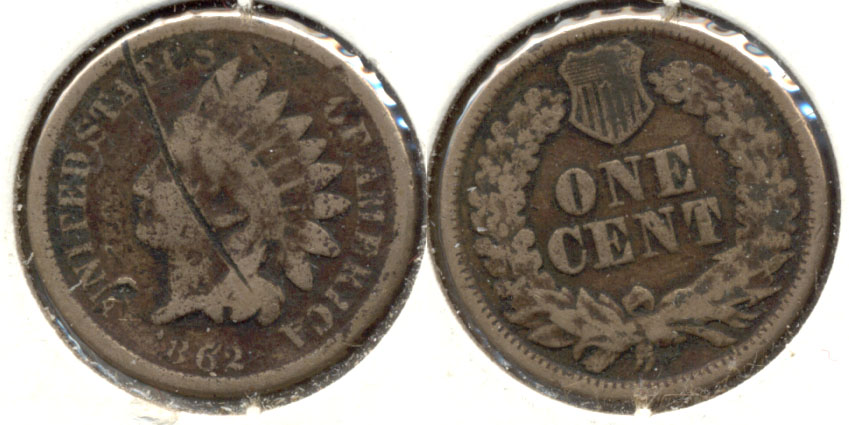 1862 Indian Head Cent G-4 j Obverse Scratch