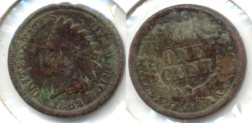 1862 Indian Head Cent G-4 k Green