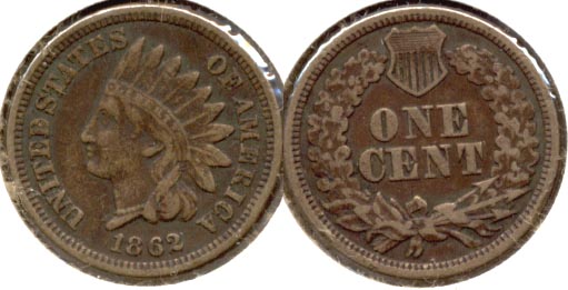 1862 Indian Head Cent VF-20 a