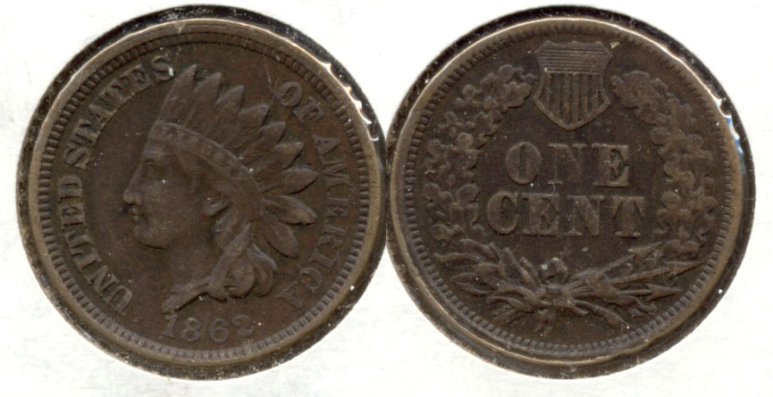 1862 Indian Head Cent VF-20 d Dark