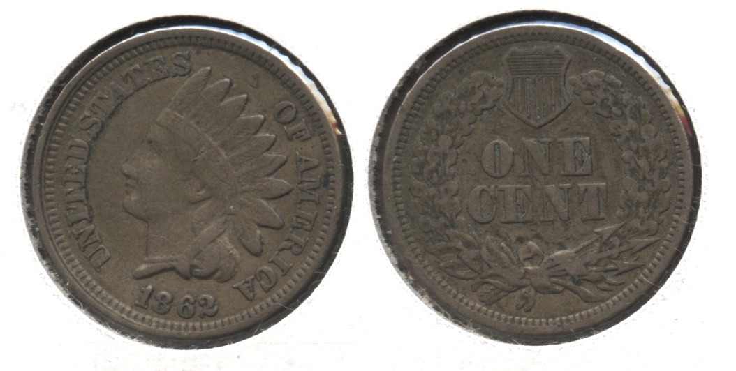 1862 Indian Head Cent VF-20 #q Obverse Scratch