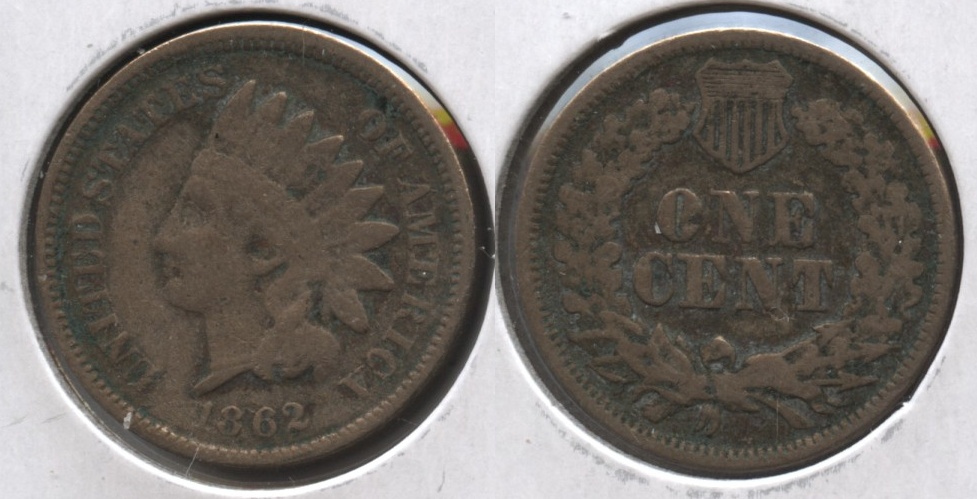 1862 Indian Head Cent VG-8 #j Light Porosity