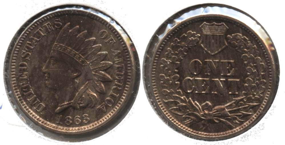 1863 Indian Head Cent AU-55 #b