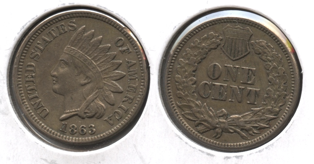 1863 Indian Head Cent EF-40 #e Rim Tics