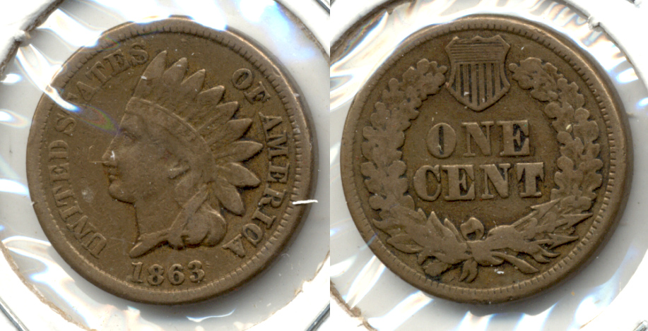 1863 Indian Head Cent Fine-12 d