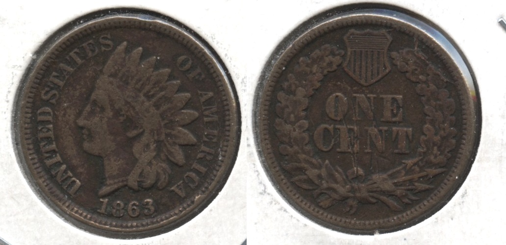 1863 Indian Head Cent Fine-12 #i Dark