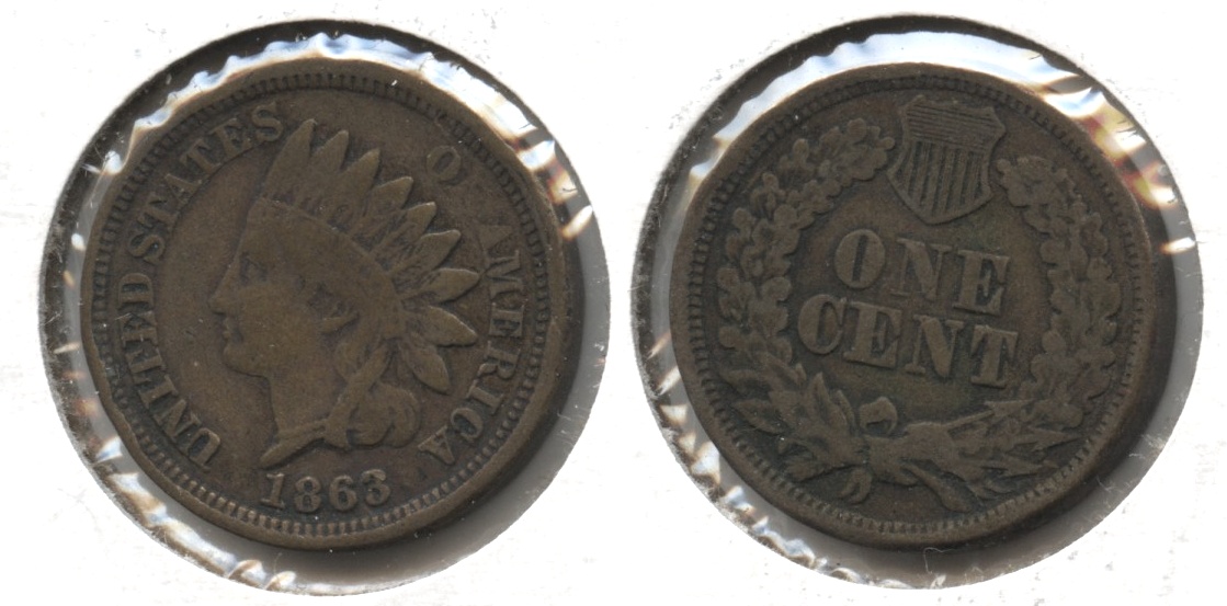 1863 Indian Head Cent Fine-12 #j