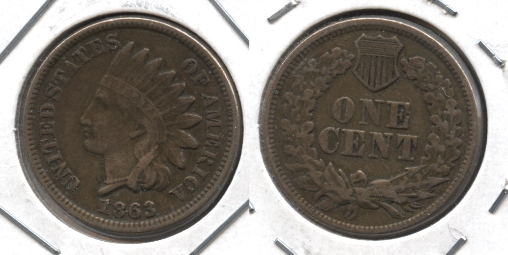 1863 Indian Head Cent Fine-12 #s