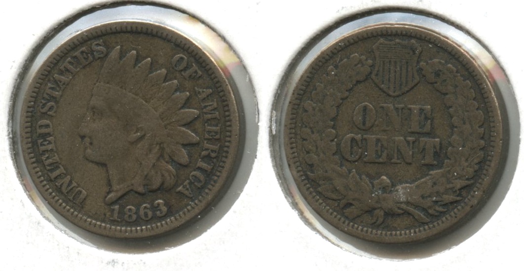 1863 Indian Head Cent Fine-12 #v