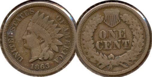 1863 Indian Head Cent Good-4