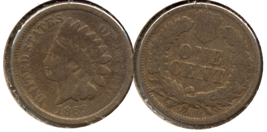 1863 Indian Head Cent Good-4 a