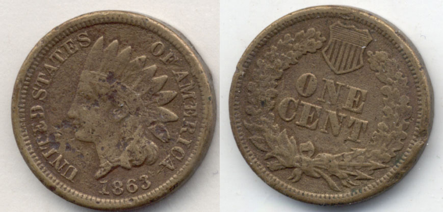 1863 Indian Head Cent Good-4 aa Pitted