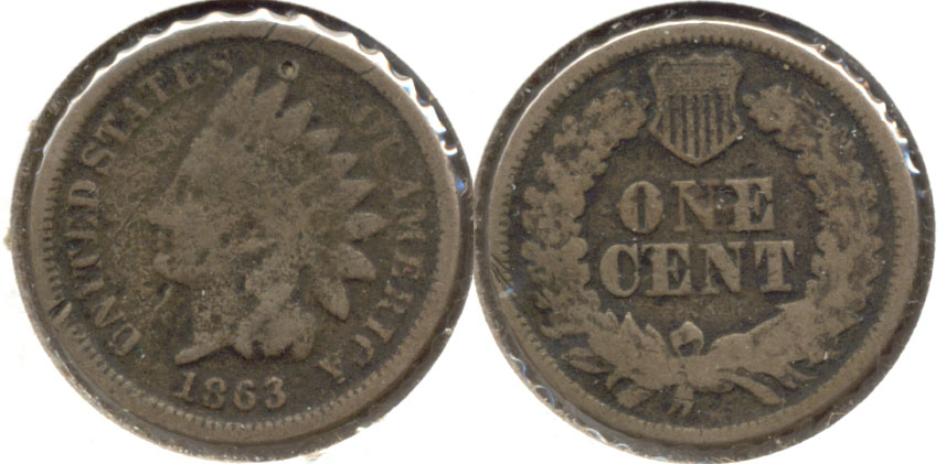 1863 Indian Head Cent Good-4 ad Dark