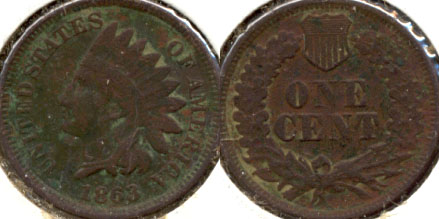 1863 Indian Head Cent Good-4 ah Dark
