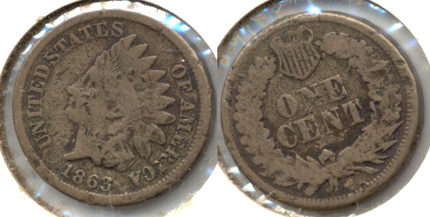 1863 Indian Head Cent Good-4 ai Scuffs