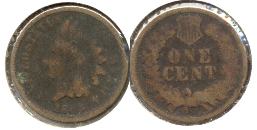1863 Indian Head Cent Good-4 as Dark