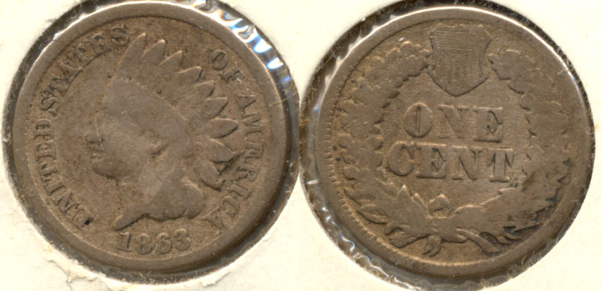 1863 Indian Head Cent Good-4 at Cleaned