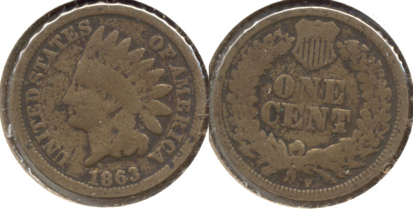 1863 Indian Head Cent Good-4 bd