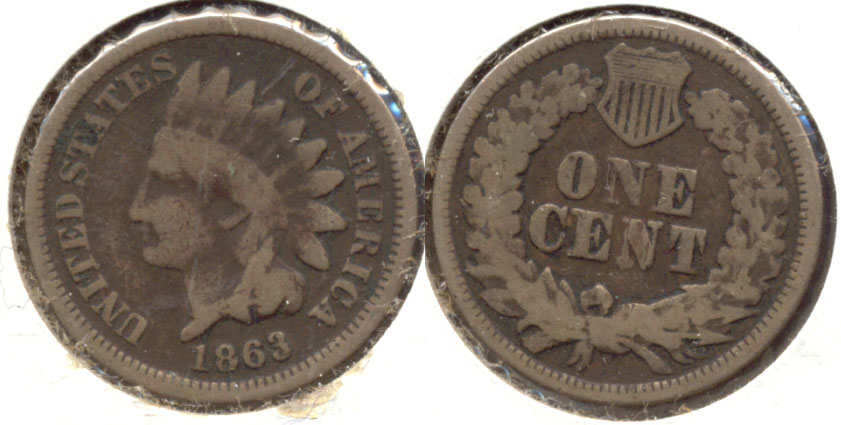 1863 Indian Head Cent Good-4 bp Dark Fields
