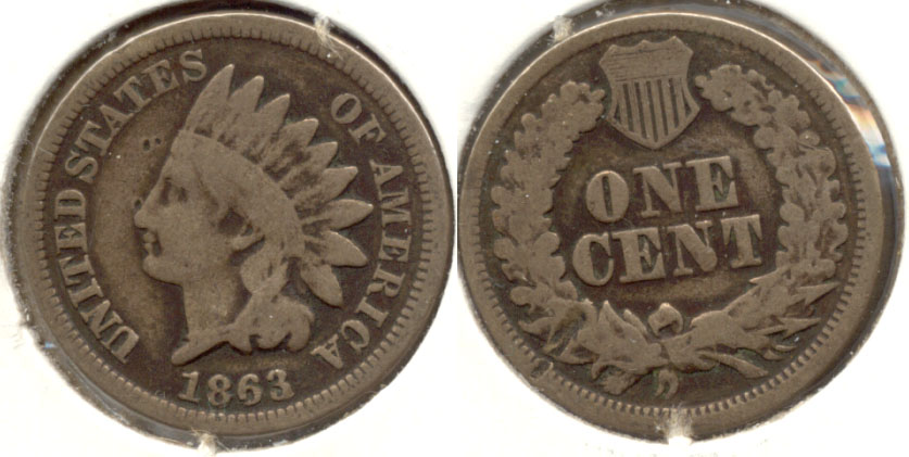 1863 Indian Head Cent Good-4 br