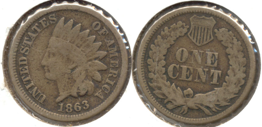 1863 Indian Head Cent Good-4 bs