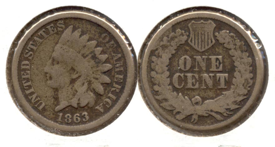 1863 Indian Head Cent Good-4 bw
