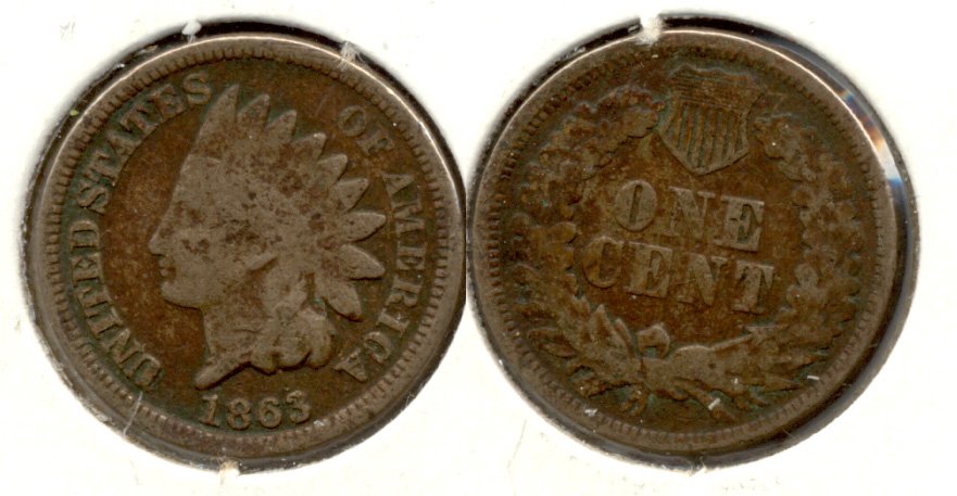 1863 Indian Head Cent Good-4 Dark by