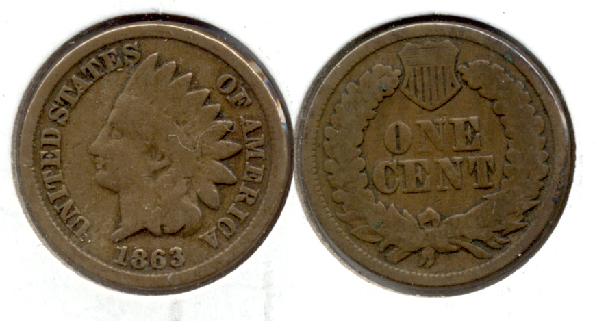 1863 Indian Head Cent Good-4 cf