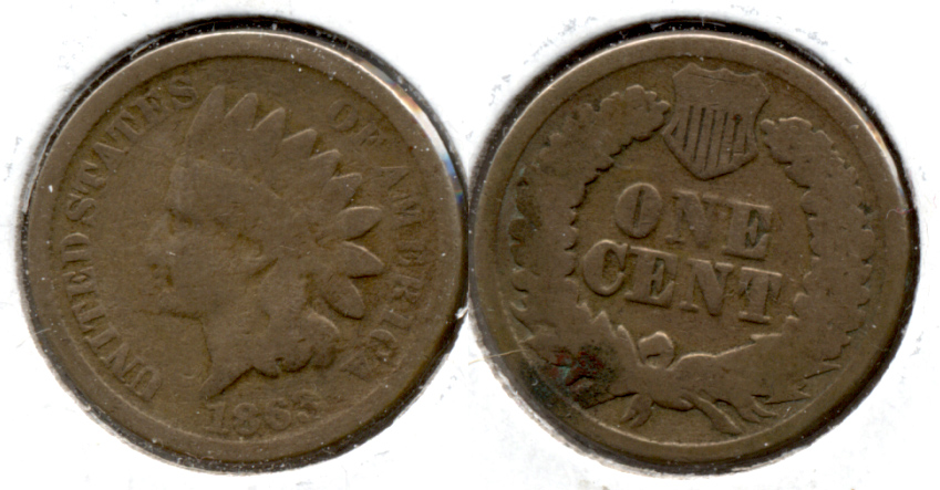 1863 Indian Head Cent Good-4 ed Reverse Spot