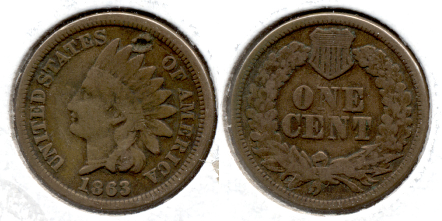 1863 Indian Head Cent Good-4 eg Obverse Tic