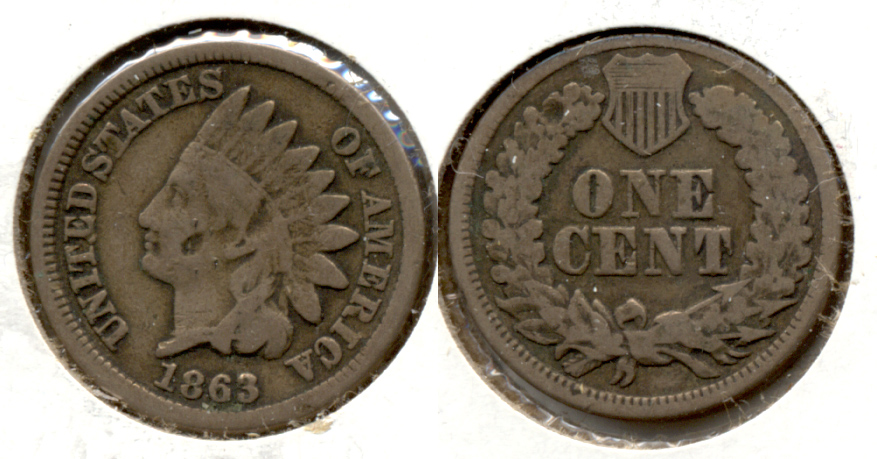 1863 Indian Head Cent Good-4 el Obverse Bumps