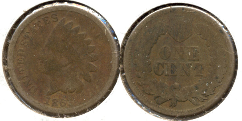 1863 Indian Head Cent Good-4 f