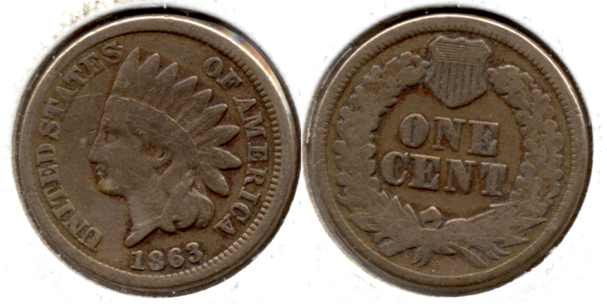 1863 Indian Head Cent Good-4 fa
