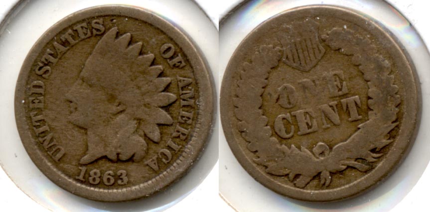 1863 Indian Head Cent Good-4 fr
