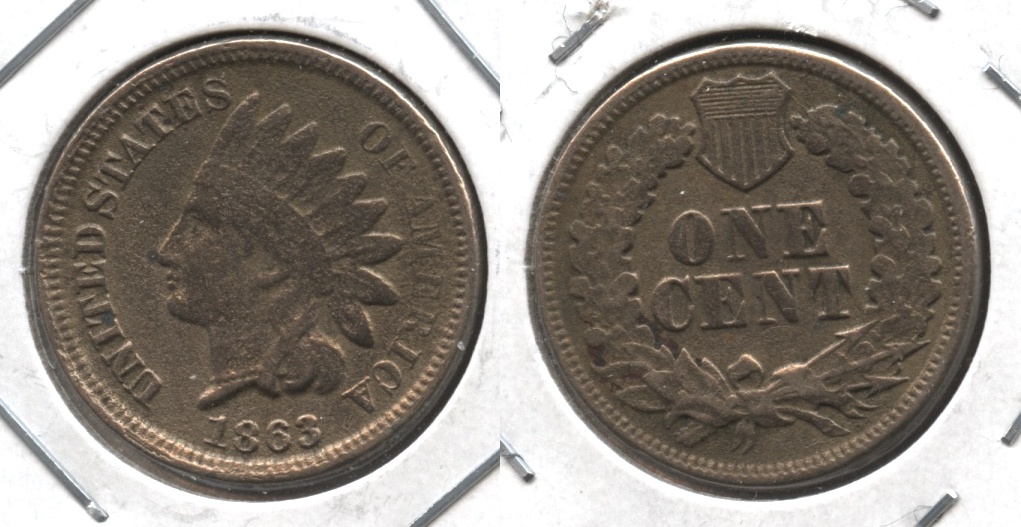 1863 Indian Head Cent Good-4 #gm Porous