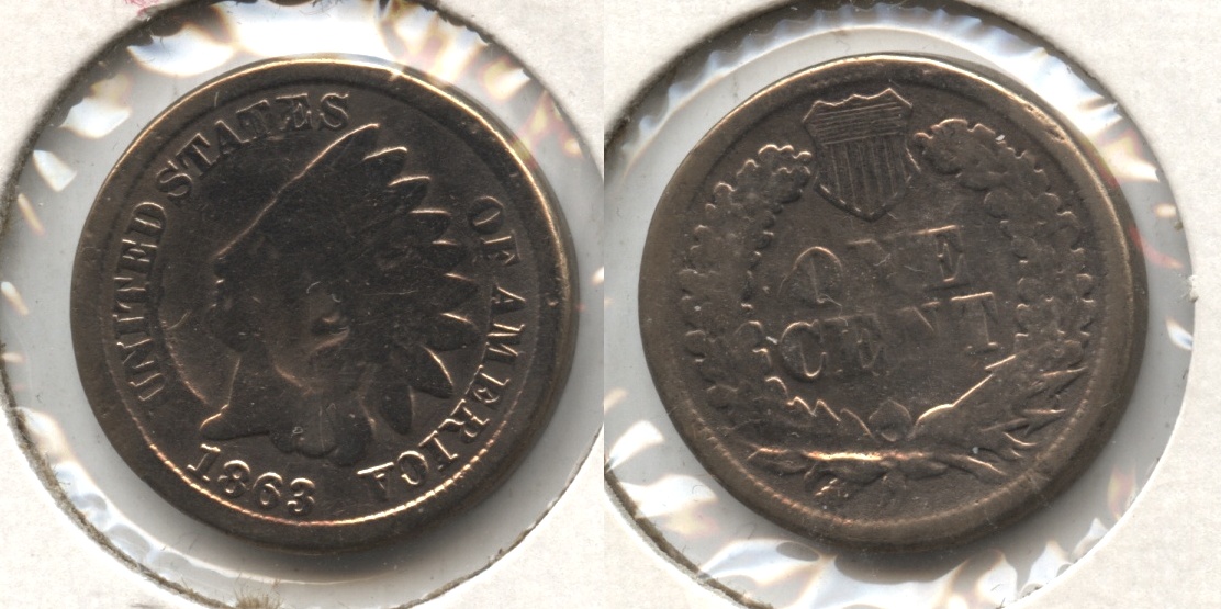 1863 Indian Head Cent Good-4 #go Damage