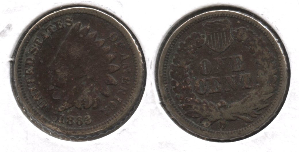 1863 Indian Head Cent Good-4 #gr Dark