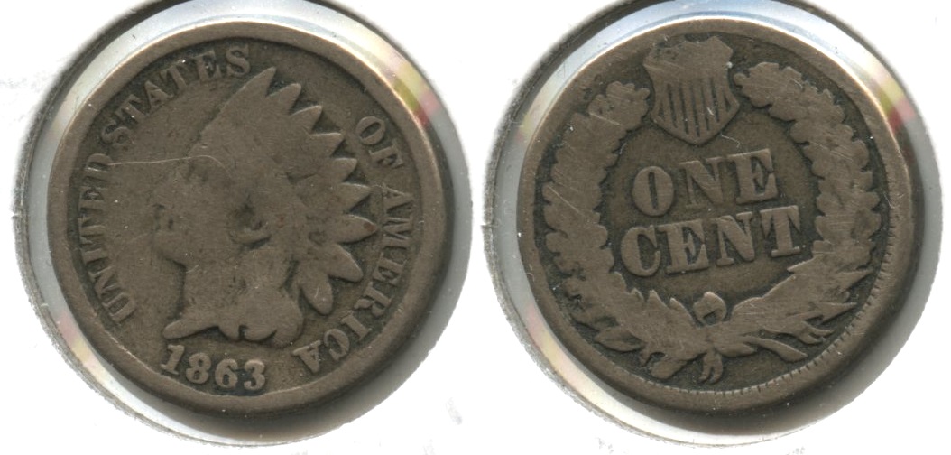 1863 Indian Head Cent Good-4 #gw Staple Scratch