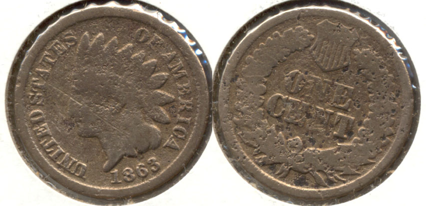 1863 Indian Head Cent Good-4 k Pitted